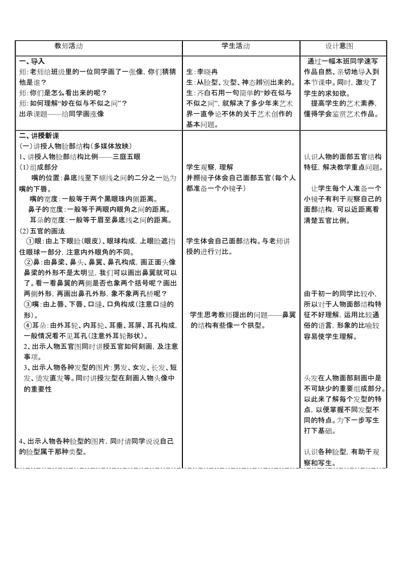 2019年给同学画张像教学设计——36中刘阳精品教育.doc_第1页