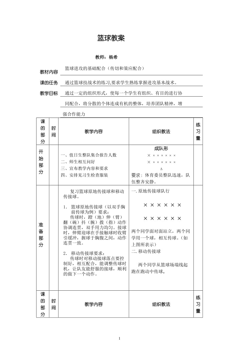 2019年篮球教案1杨希精品教育.doc_第1页