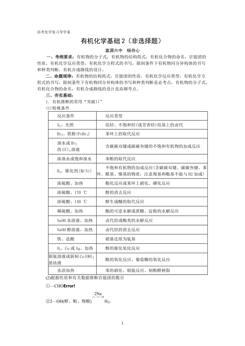 2019年有机化学基础导学案2——富源六中杨存心精品教育.doc_第1页