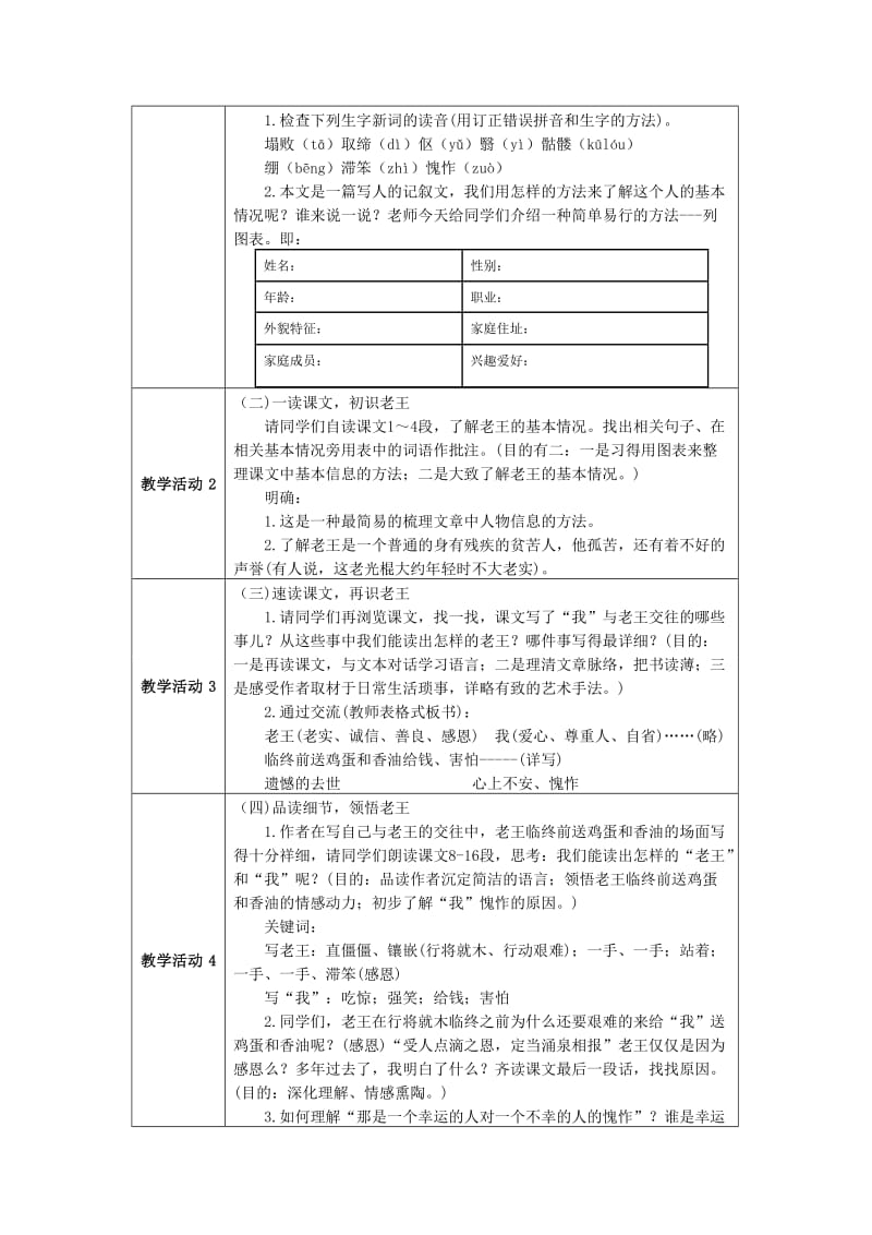 2019年老王教学设计.doc精品教育.doc_第2页