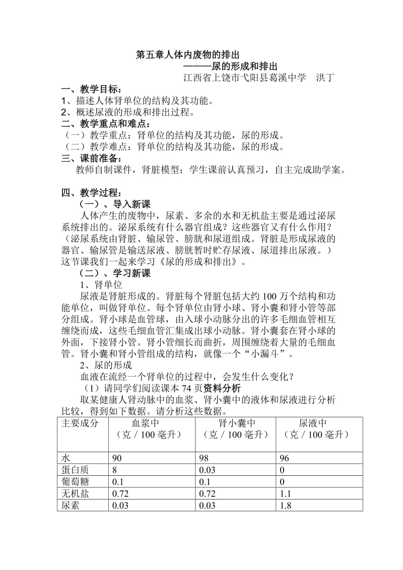 2019年第五章人体废物的排出教学设计精品教育.doc_第1页