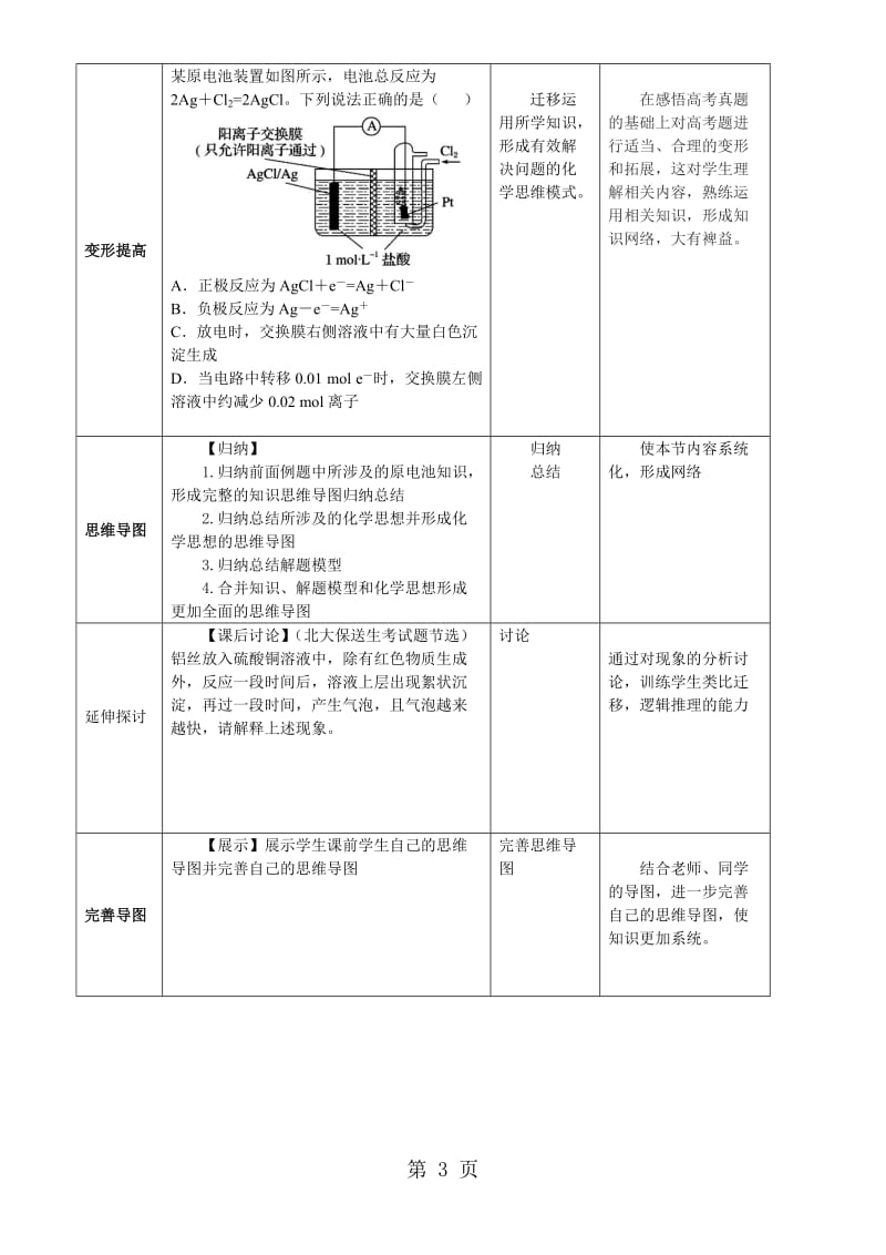 度高考化学复习：思维导图与《原电池》复习 教学设计（Word版）.doc_第3页