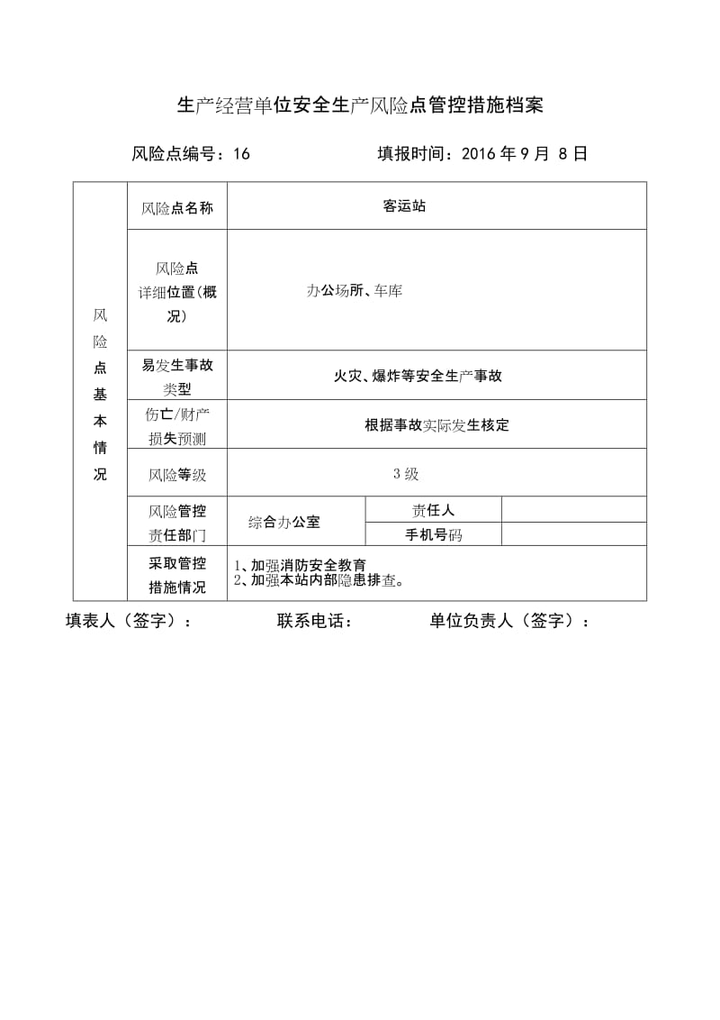 生产经营单位安全生产风险点管控措施档案.doc_第1页