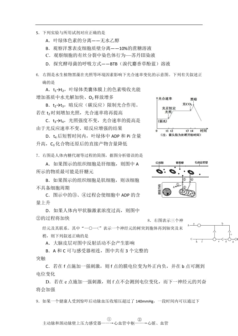 2014上海闸北区高考生物二模试题附答案.doc_第2页