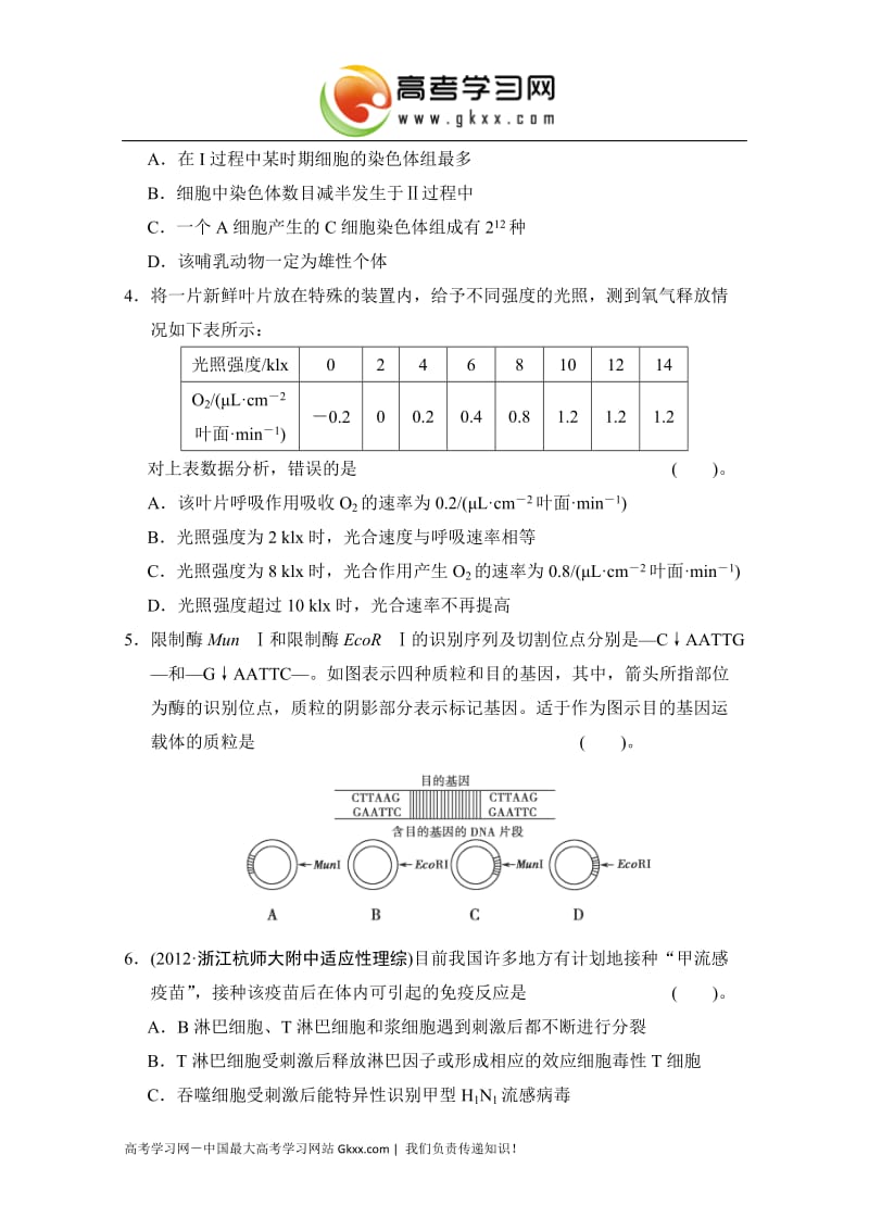 2013高考生物仿真模拟卷五人教版.doc_第2页