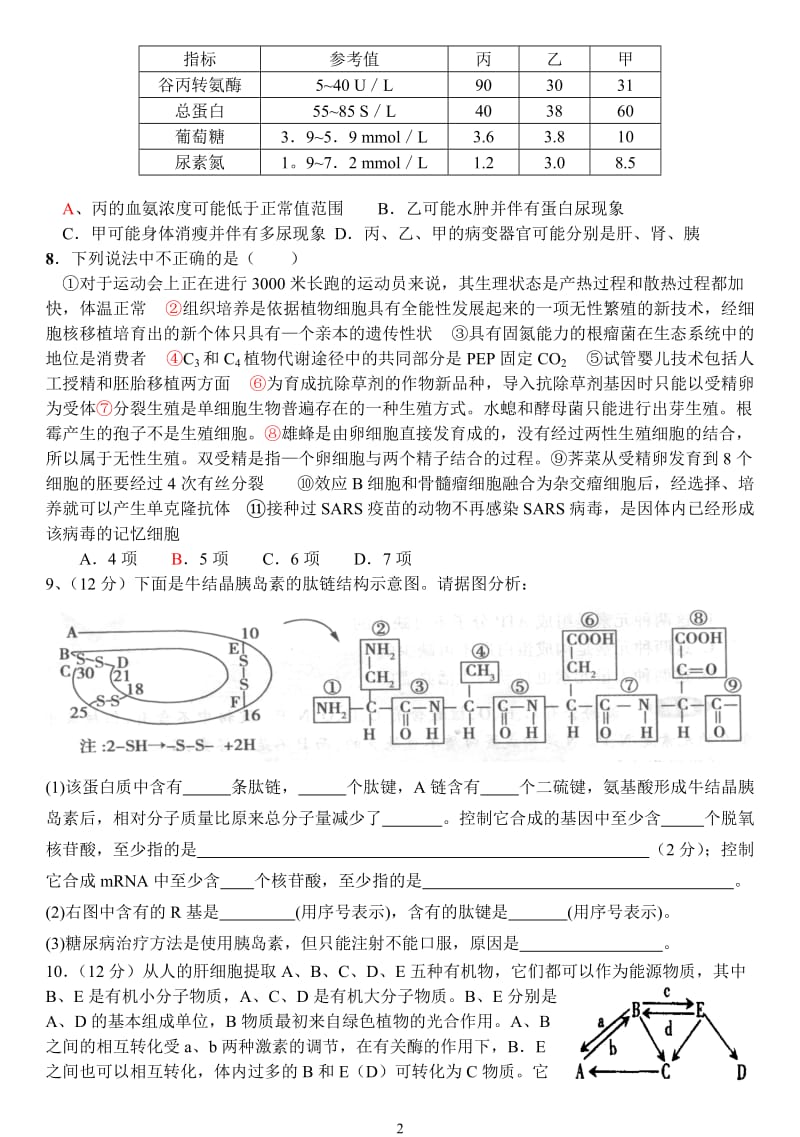 高三周练生物试题上集.doc_第2页