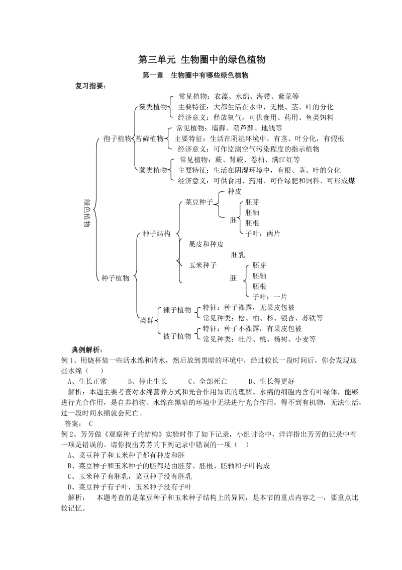 2013年人教版七年级生物上册第三单元复习资料.doc_第1页