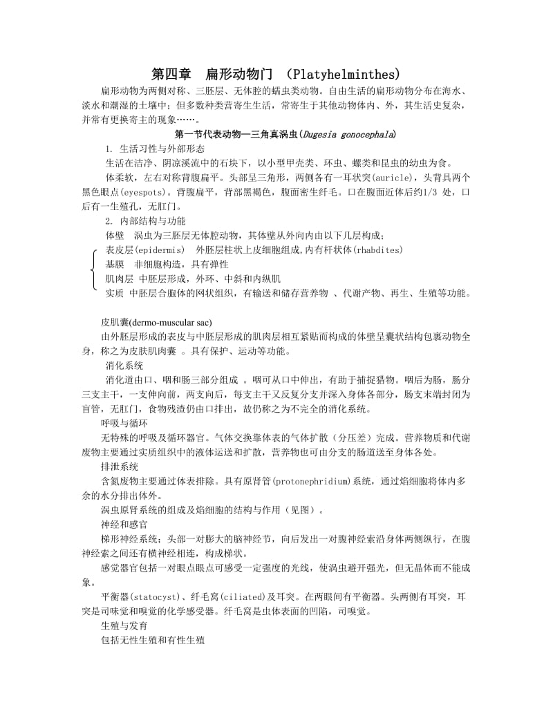 扁形与线形动物门教案.doc_第1页