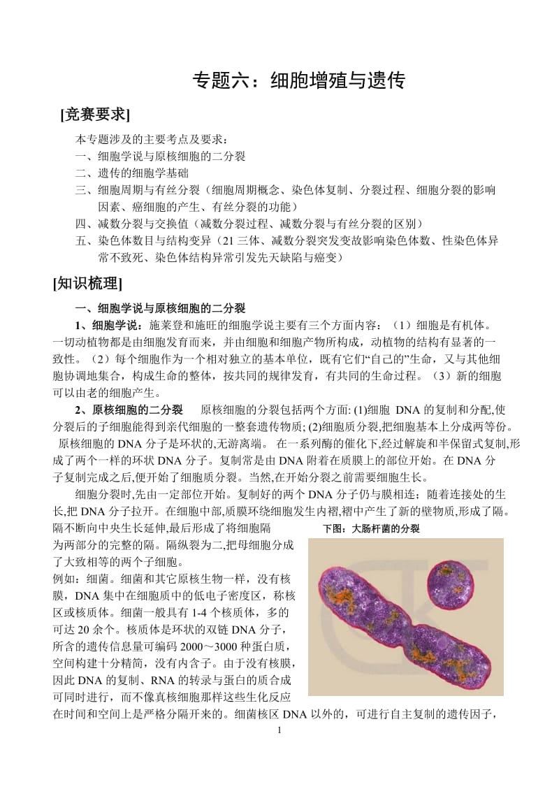 专题六细胞增殖与遗传.doc_第1页