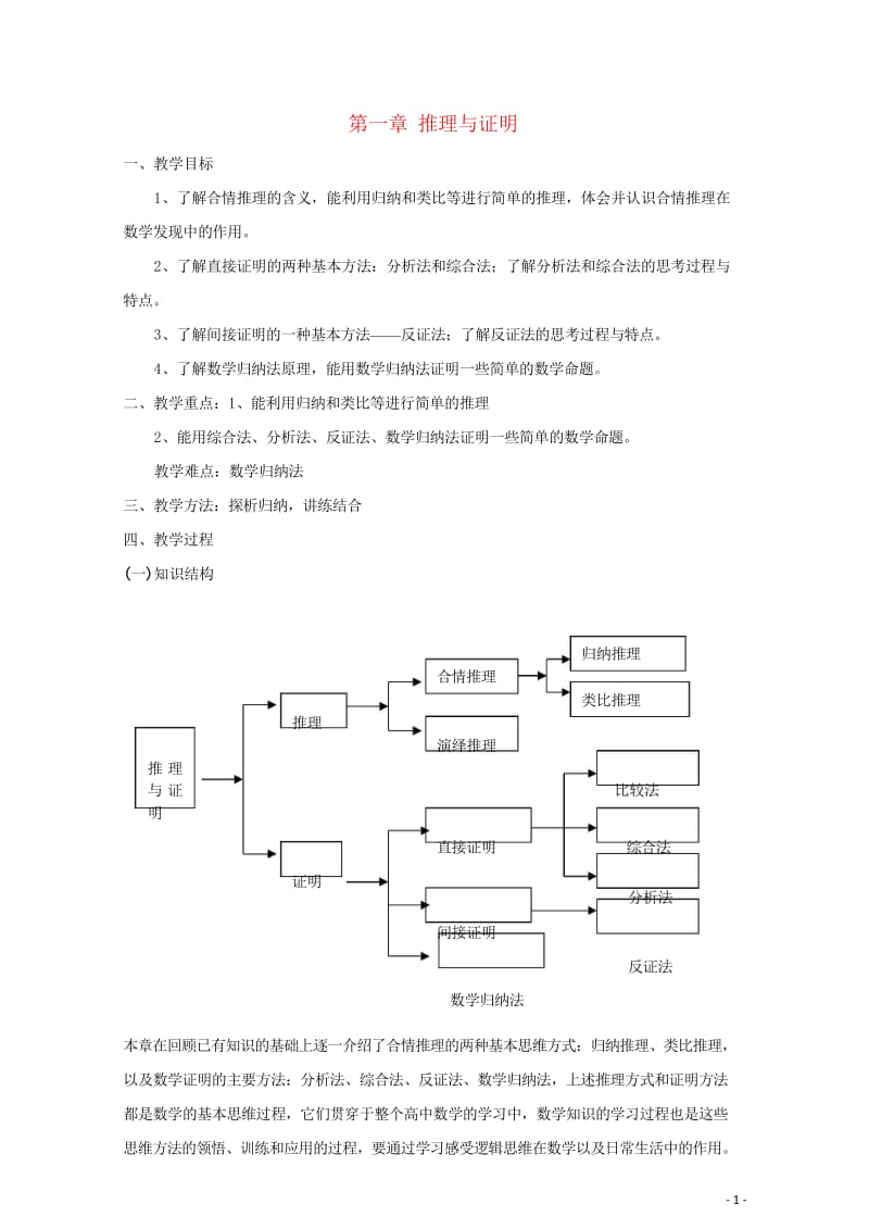 高中数学第一章推理与证明章节复习教案北师大版选修2_220170927341.wps_第1页