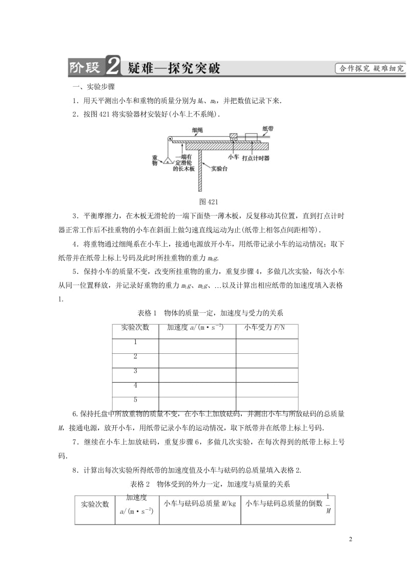 2018版高中物理第四章牛顿运动定律2实验：探究加速度与力质量的关系学案新人教版必修12017080.wps_第2页