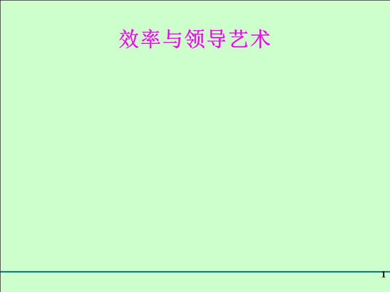 效率与领导艺术.ppt_第1页