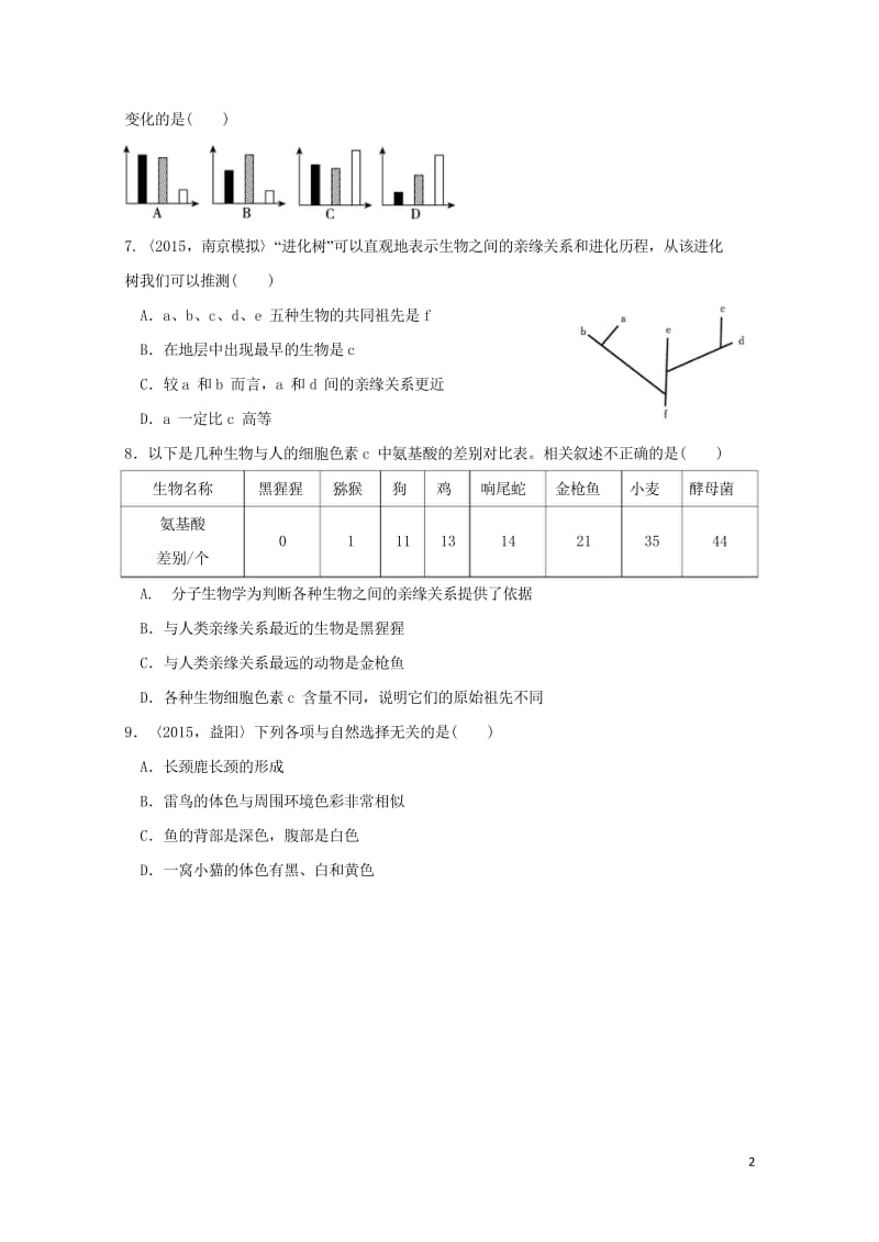 2018届中考生物复习第七单元第三章基础练20170919415.wps_第2页