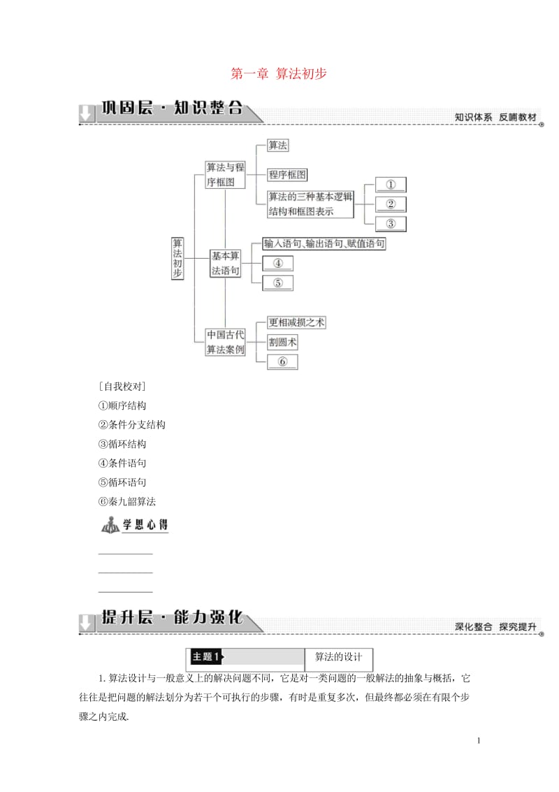 2018版高中数学第一章算法初步章末分层突破学案新人教B版必修320170718249.wps_第1页