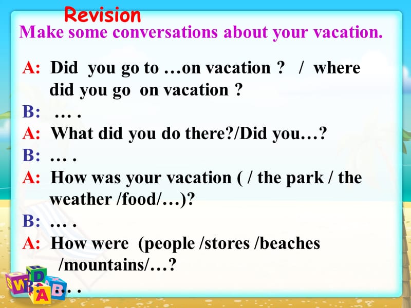 2014年秋八年级英语上册 Unit 1 Where did you go on vacation Period 4 Section B（3a-Self Check）课件 （新版）人教新目标版.ppt_第3页