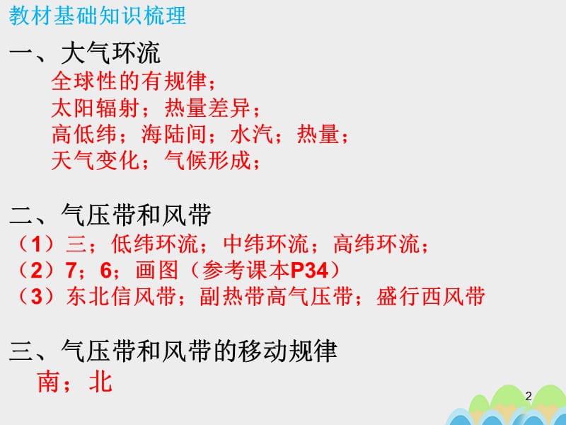 广东省江门市第一中学2016-2017学年高中地理 2.2 气压带和风带导学案答案（第一课时）新人教版必修.ppt_第2页