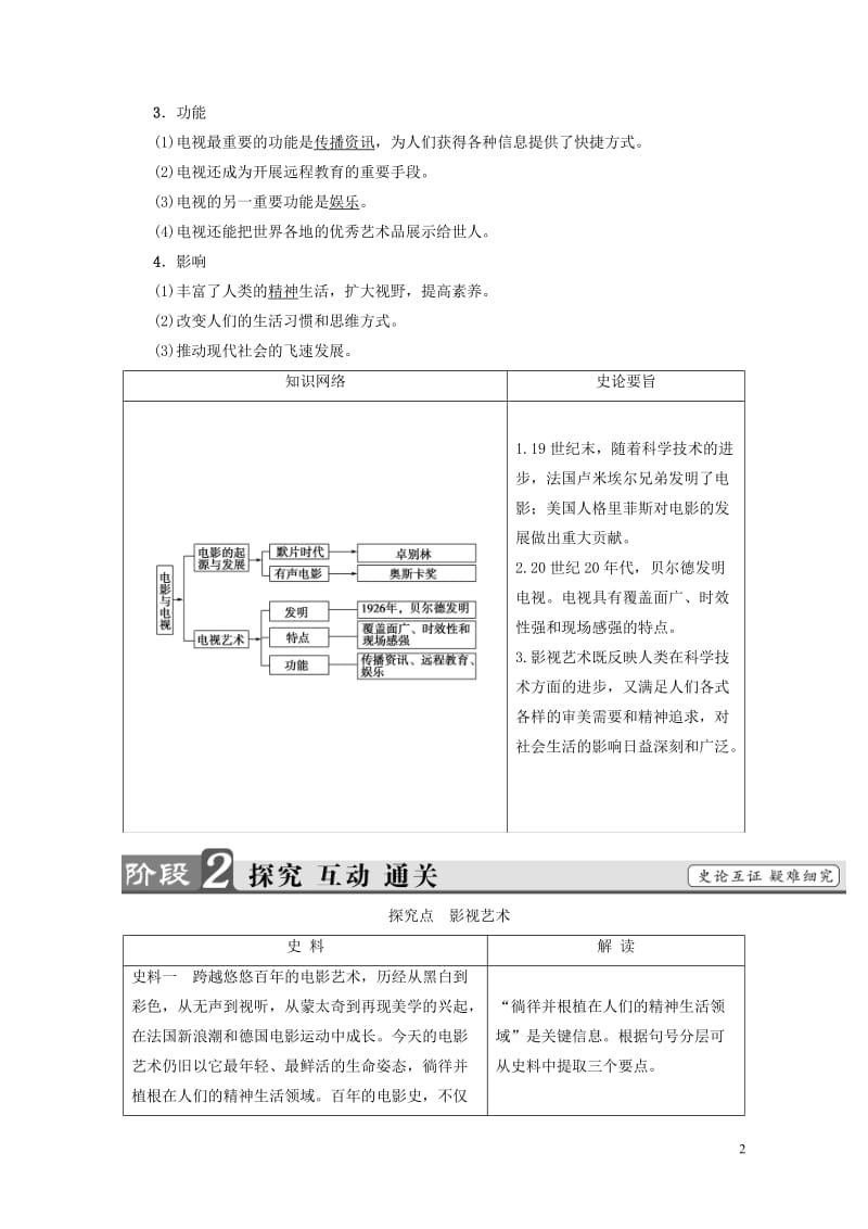 2017_2018学年高中历史第4单元19世纪以来的世界文化第19课电影与电视学案岳麓版必修3201.doc_第2页