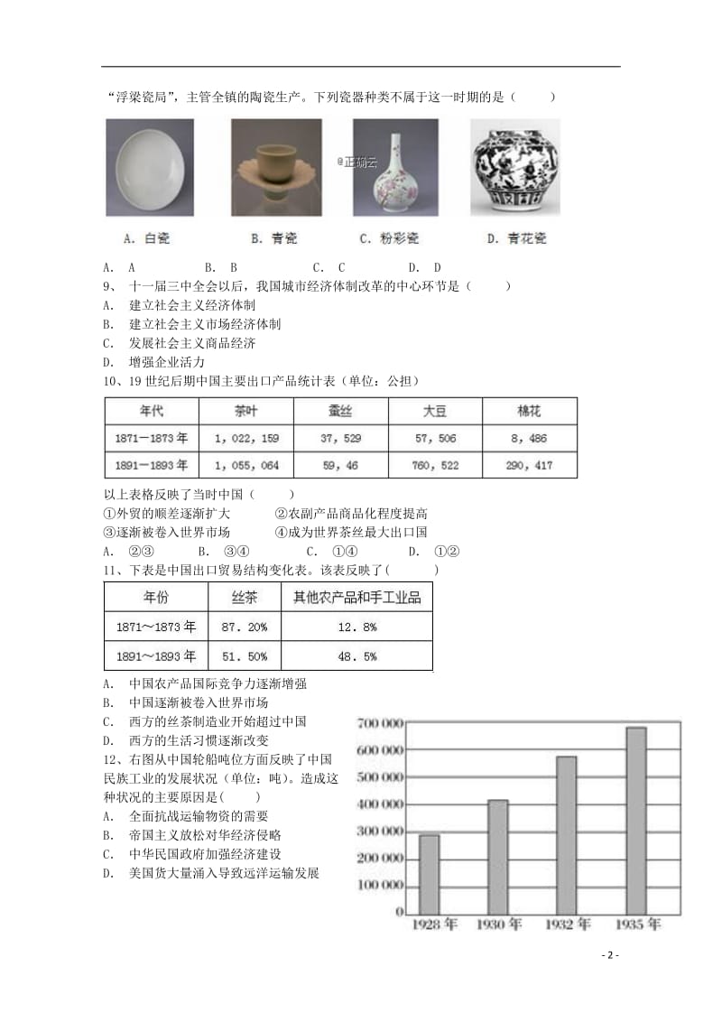 安徽省合肥市第九中学2018_2019学年高一历史下学期期中试题理201905130313.doc_第2页