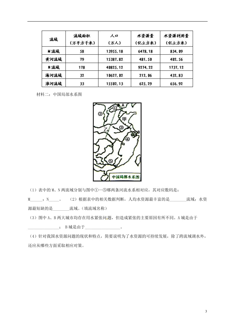 江苏省江阴市高中地理第三章地球上的水3.3水资源的合理利用课课练新人教版必修120170725126.doc_第3页