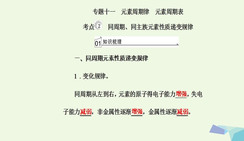 2017_2018年高三化学第五章专题十一元素周期律元素周期表考点2同周期同主族元素性质递变规律课件2017080229.ppt_第2页