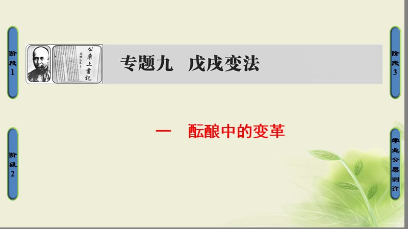 2017_2018学年高中历史专题九戊戌变法一酝酿中的变革课件人民版选修.ppt_第1页