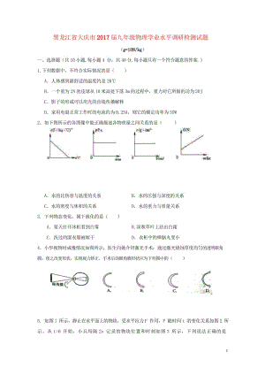 黑龙江省大庆市2017届九年级物理学业水平调研检测试题无答案20170731183.wps