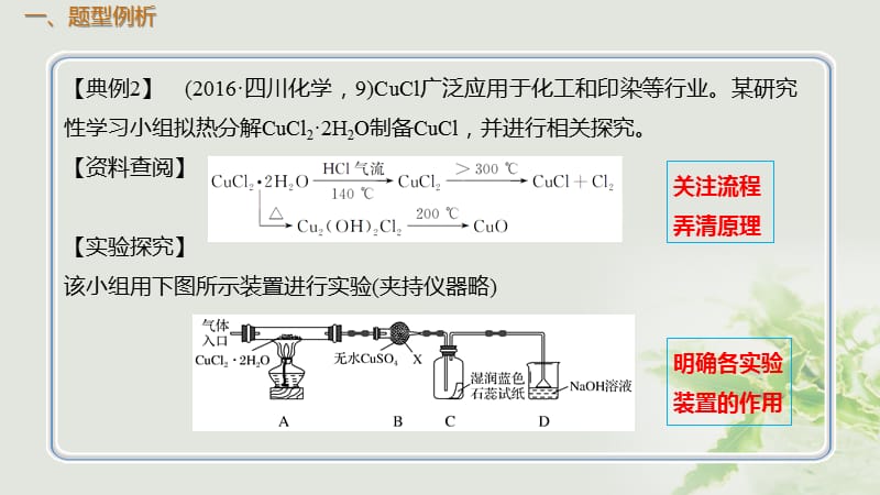 2019届高考化学总复习 第10章 化学实验基础及综合探究 学案八 物质制备及性质验证实验专题突破 考点指导2 以模拟工业生产为载体的无机物的制备.ppt_第2页