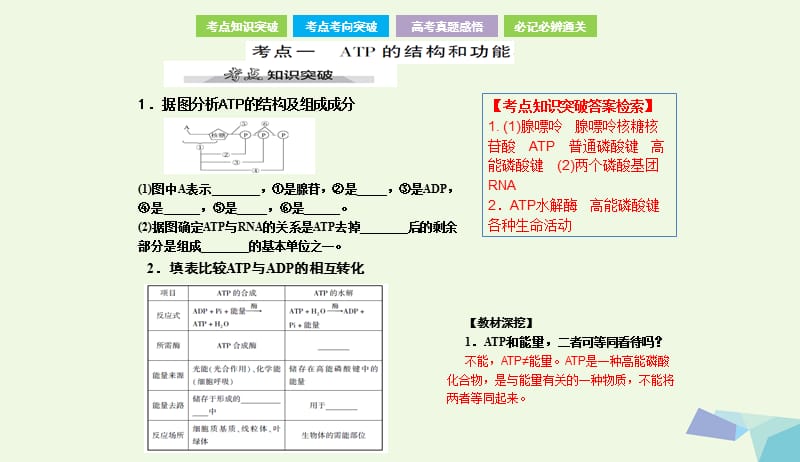 全国卷地区专用2018高考生物总复习第三单元细胞的能量供应和利用第2讲ATP与细胞呼吸课件20170731339.ppt_第2页