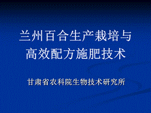 兰州百合生产栽培与高效施肥技术培训.ppt