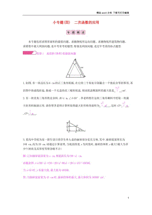 【K12配套】2019春九年级数学下册第二章二次函数小专题四二次函数的应用课时作业新版北师大.docx