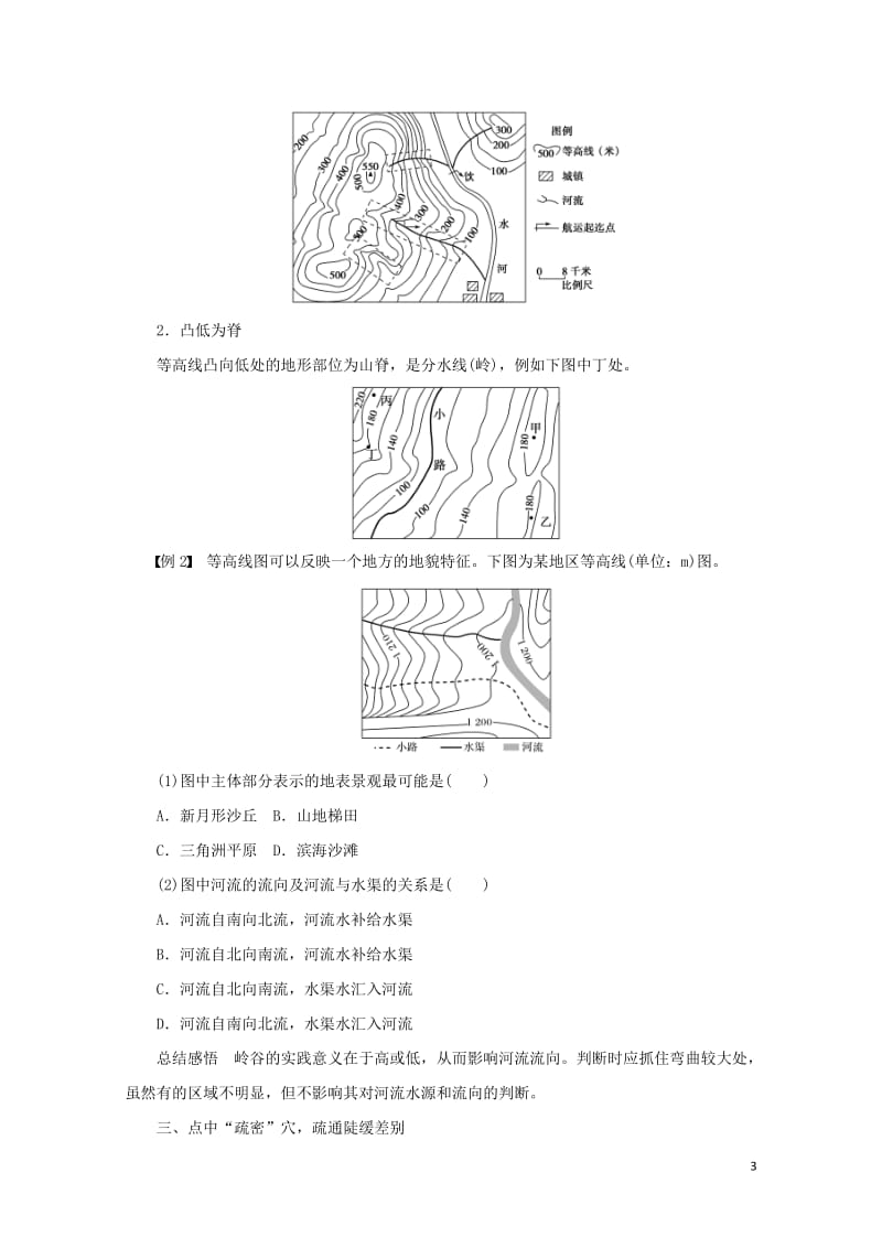 江苏省2017年高中地理暑期作业第1讲点击四穴位疏通等高线地形图高考复习适用20170720216.doc_第3页