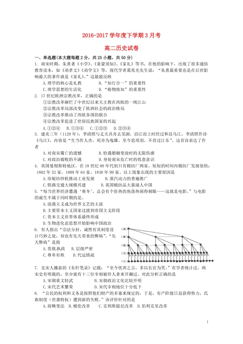 江西省南昌市2016_2017学年高二历史3月月考试题201707120168.doc_第1页