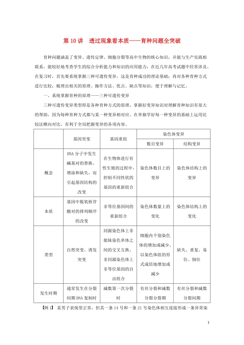 江苏省2017年高中生物暑期作业第10讲透过现象看本质__育种问题全突破高考复习适用苏教版20170.doc_第1页