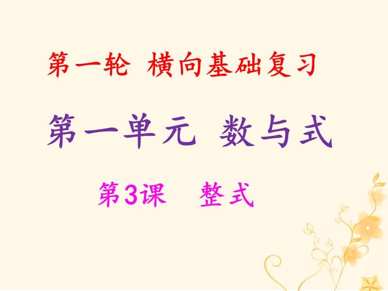 2019年中考数学冲刺总复习第一轮横向基础复习第一单元数与式第3课整式课.ppt_第1页