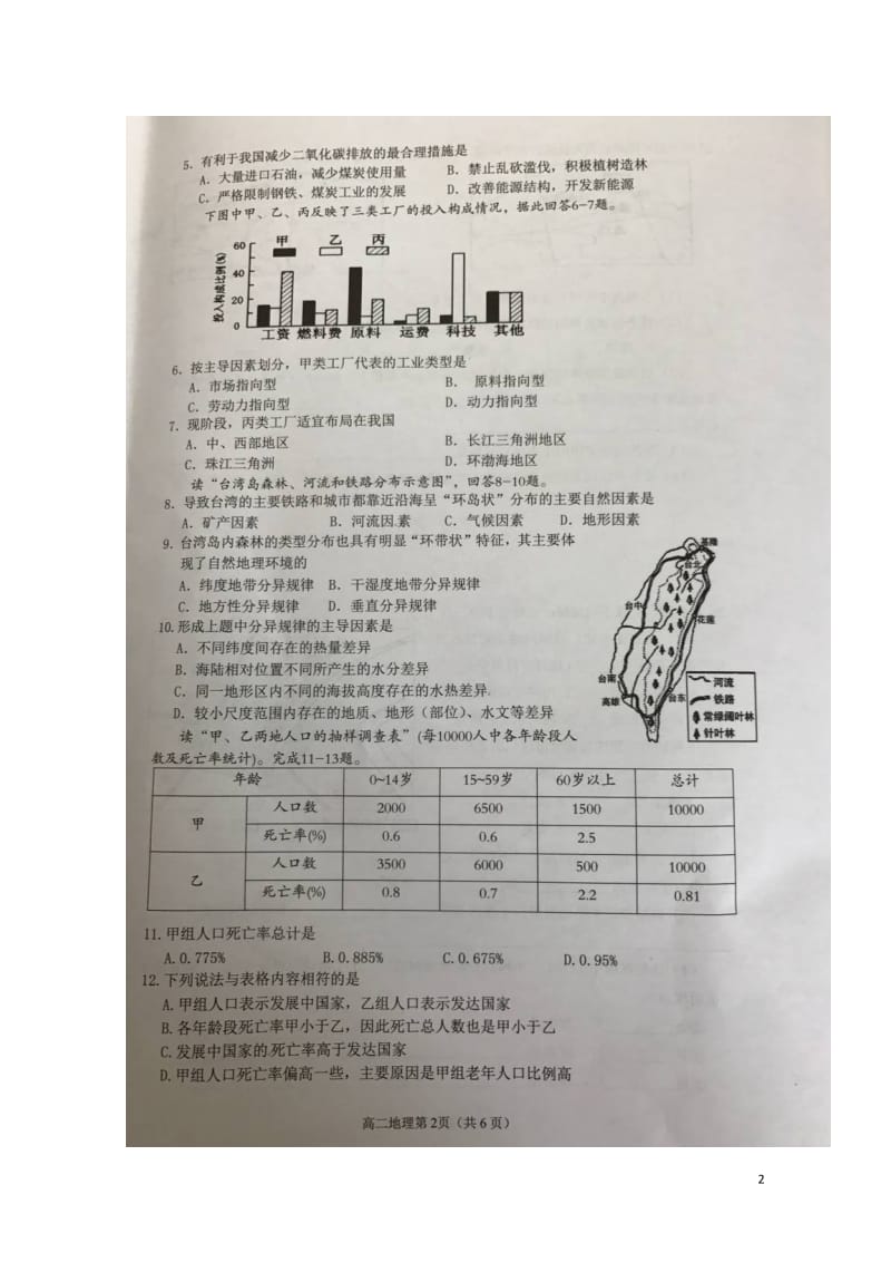 湖南省益阳市桃江县2016_2017学年高二地理下学期期末统考试题扫描版201707210111.doc_第2页