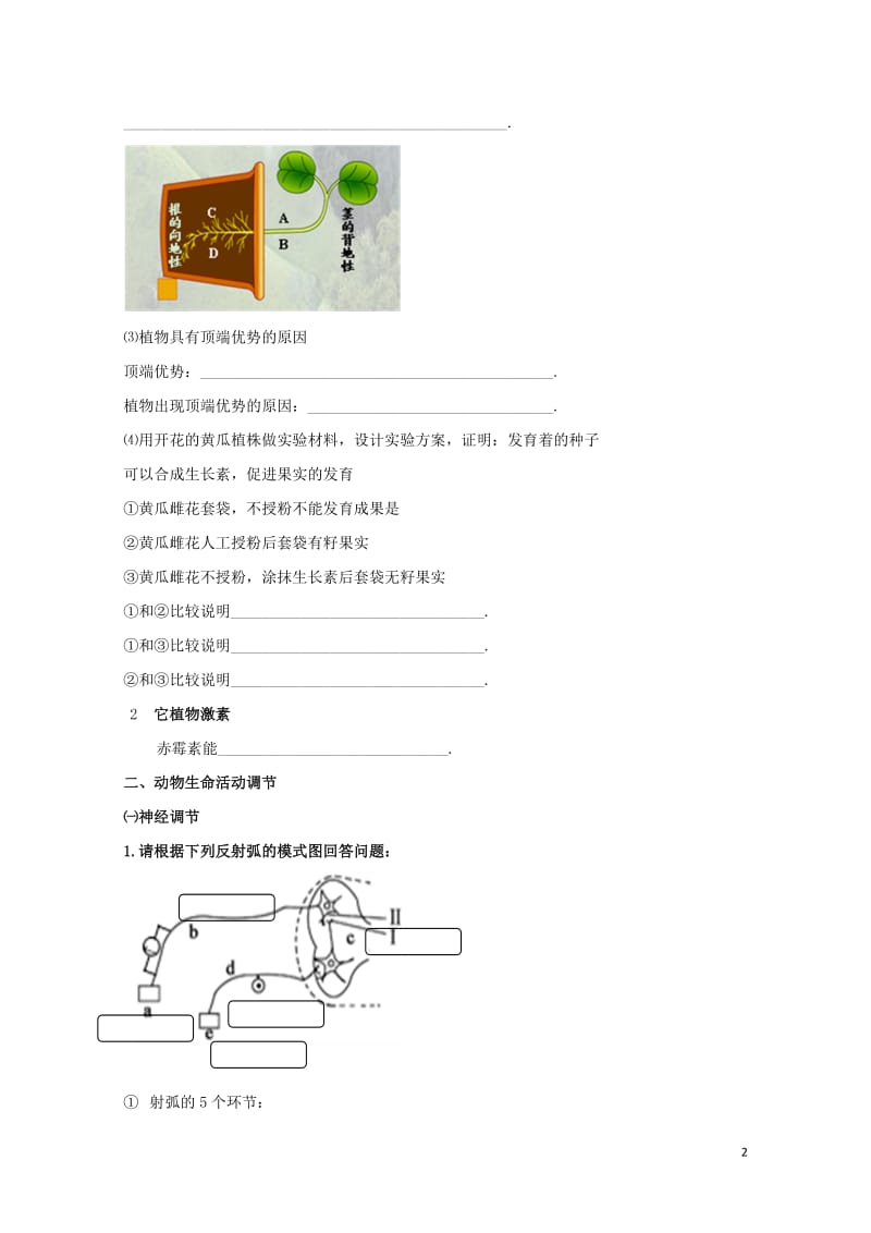 北京市高考生物总复习专题突破第五讲生命活动调节专题学案无答案20170801218.doc_第2页