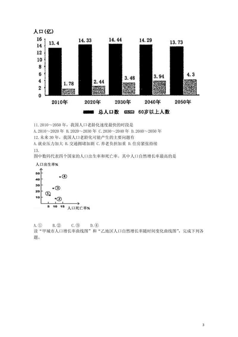 2017年高考地理人口的变化测试含解析新人教版20170726165.doc_第3页