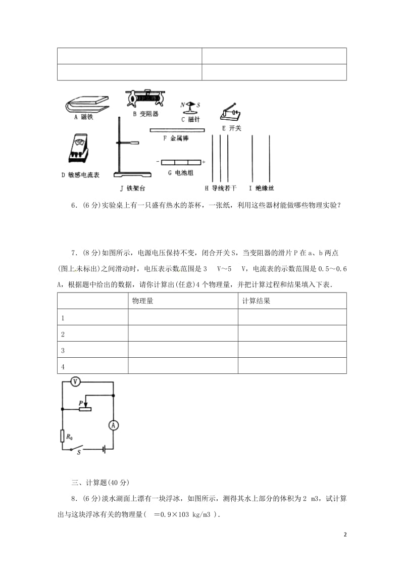 广东省广州市南沙区2017年中考物理专题训练七开放性试题20170720369.doc_第2页