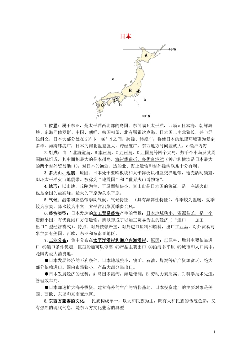 七年级地理下册7.1日本知识点归纳新人教版20190517310.doc_第1页