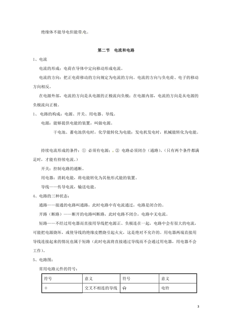 广东省广州市南沙区九年级物理全册知识点汇总第十五章电流与电路新版新人教版20170720383.doc_第3页