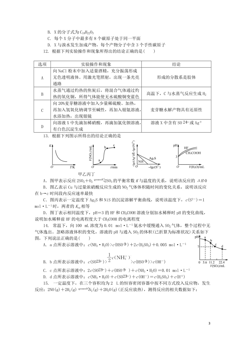 江苏省泰州南通扬州苏北四市七市2019届高三化学第二次模拟考试试题2019052303133.doc_第3页