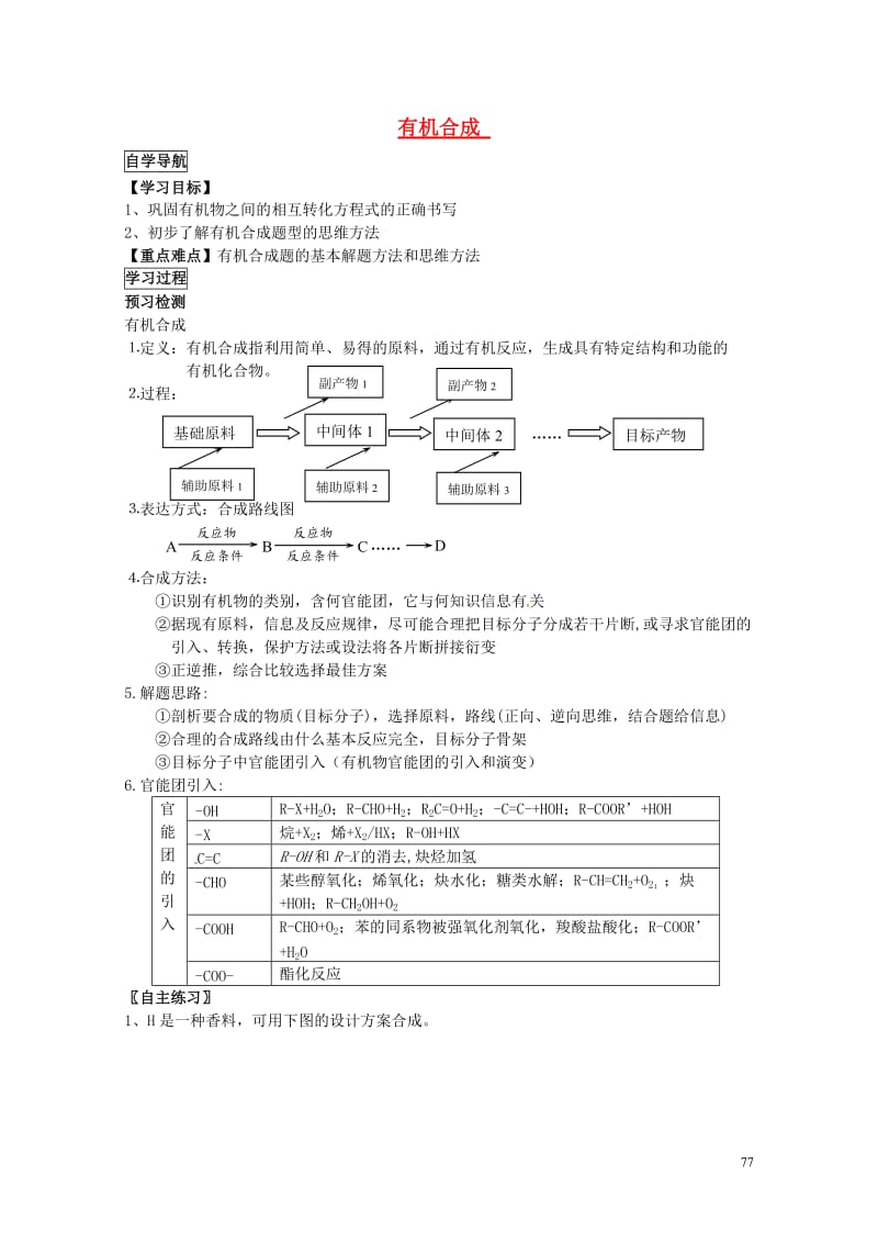 福建省永安市高中化学有机合成导学案新人教版选修520170731195.doc_第1页