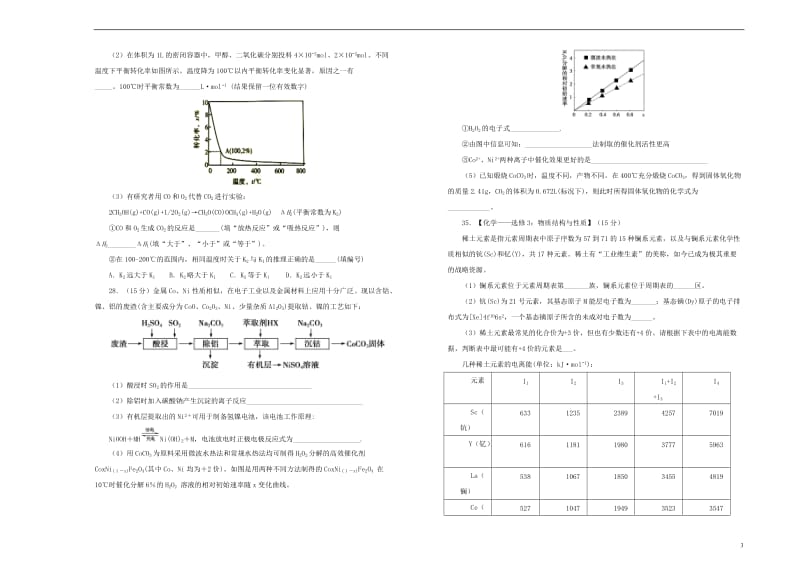 2019年高三化学最新信息卷九20190523037.doc_第3页