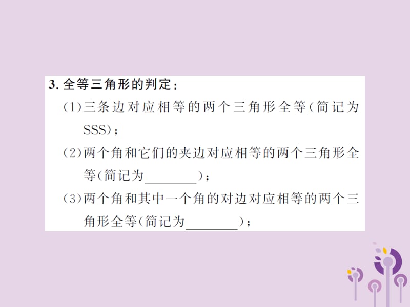 三洲版2019年中考数学总复习第四章图形的初步认识与三角形第四节全等三角形课件.ppt_第3页