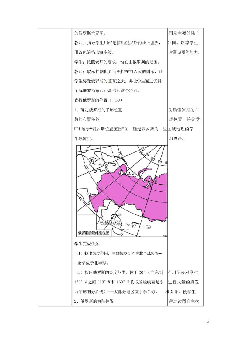 七年级地理下册8.3俄罗斯教案1新版湘教版20170721419.wps_第2页