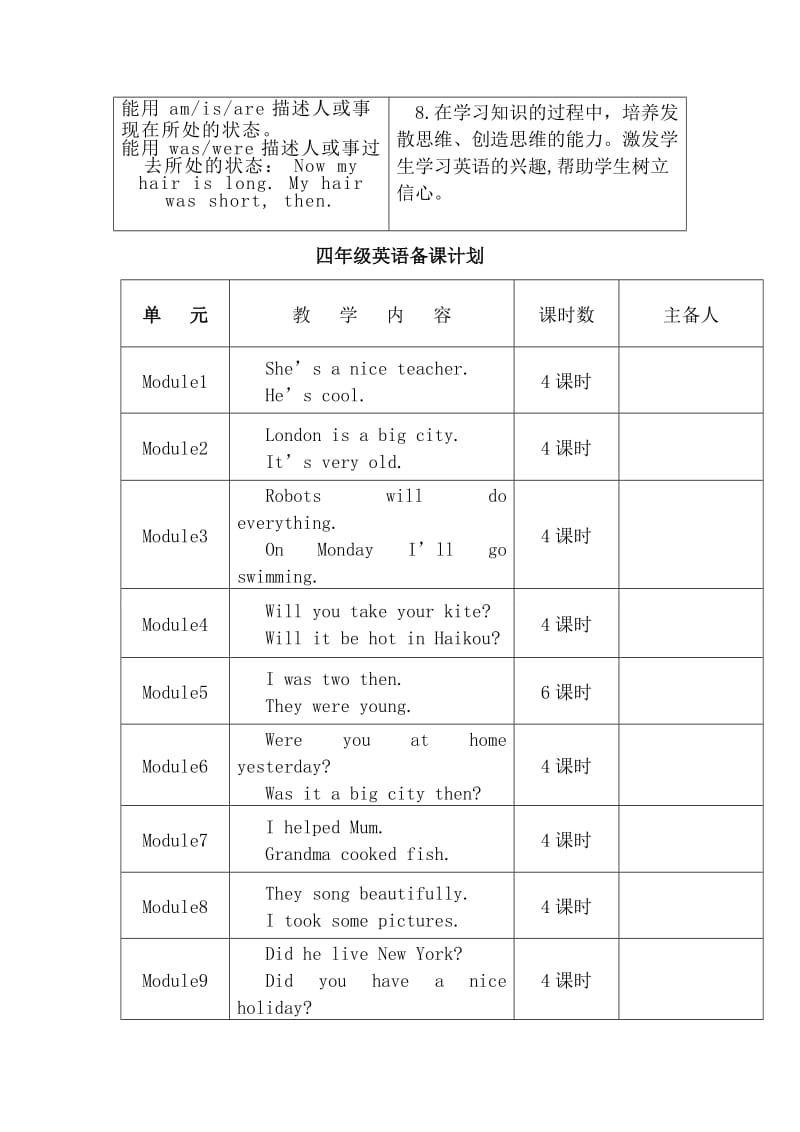 整理外研社版小学四年级英语下册教案全册精写.doc_第3页