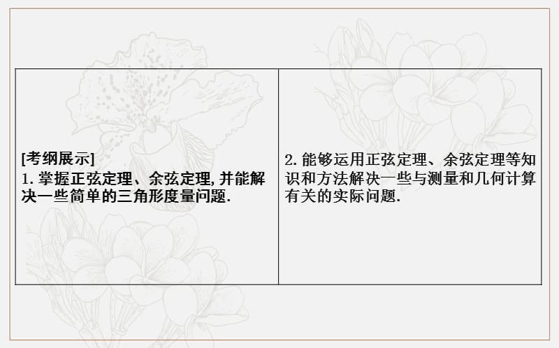 2020版导与练一轮复习文科数学课件：第三篇　三角函数、解三角形（必修4、必修5） 第6节　正弦定理和余弦定理及其应用 .ppt_第2页