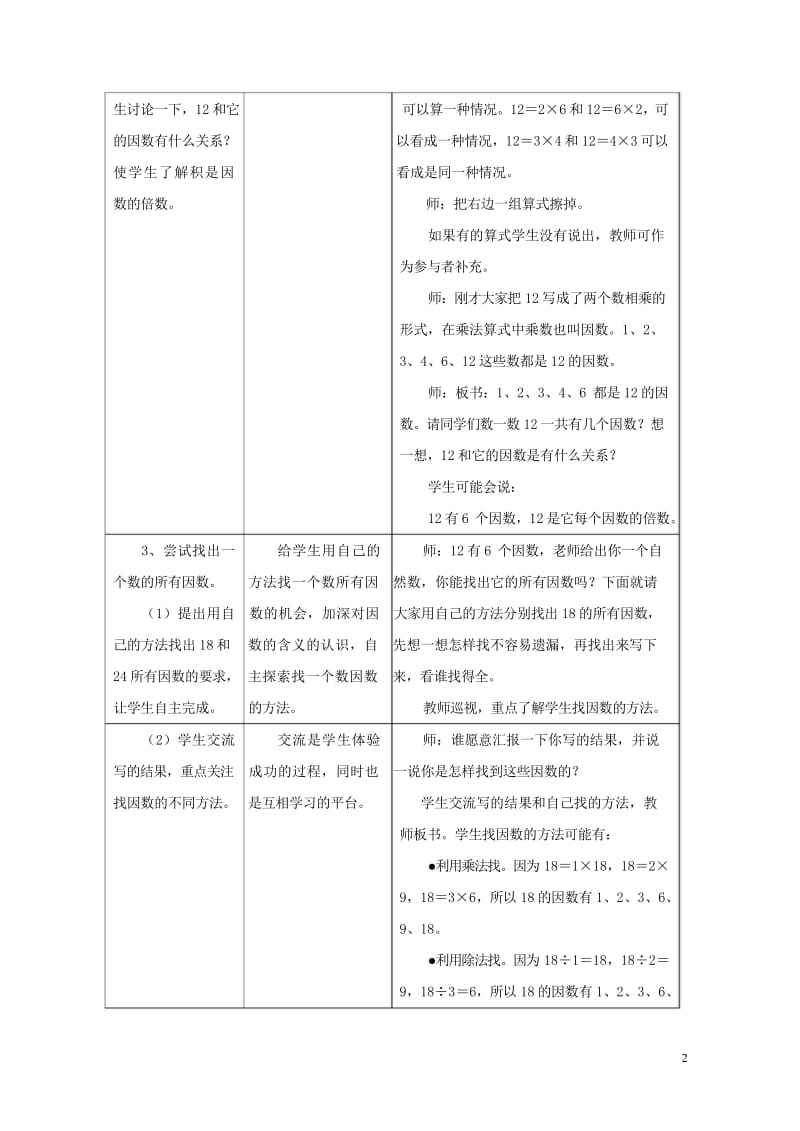 四年级数学上册五倍数和因数5.4.1认识因数质数合数教学设计冀教版20190521290.wps_第2页