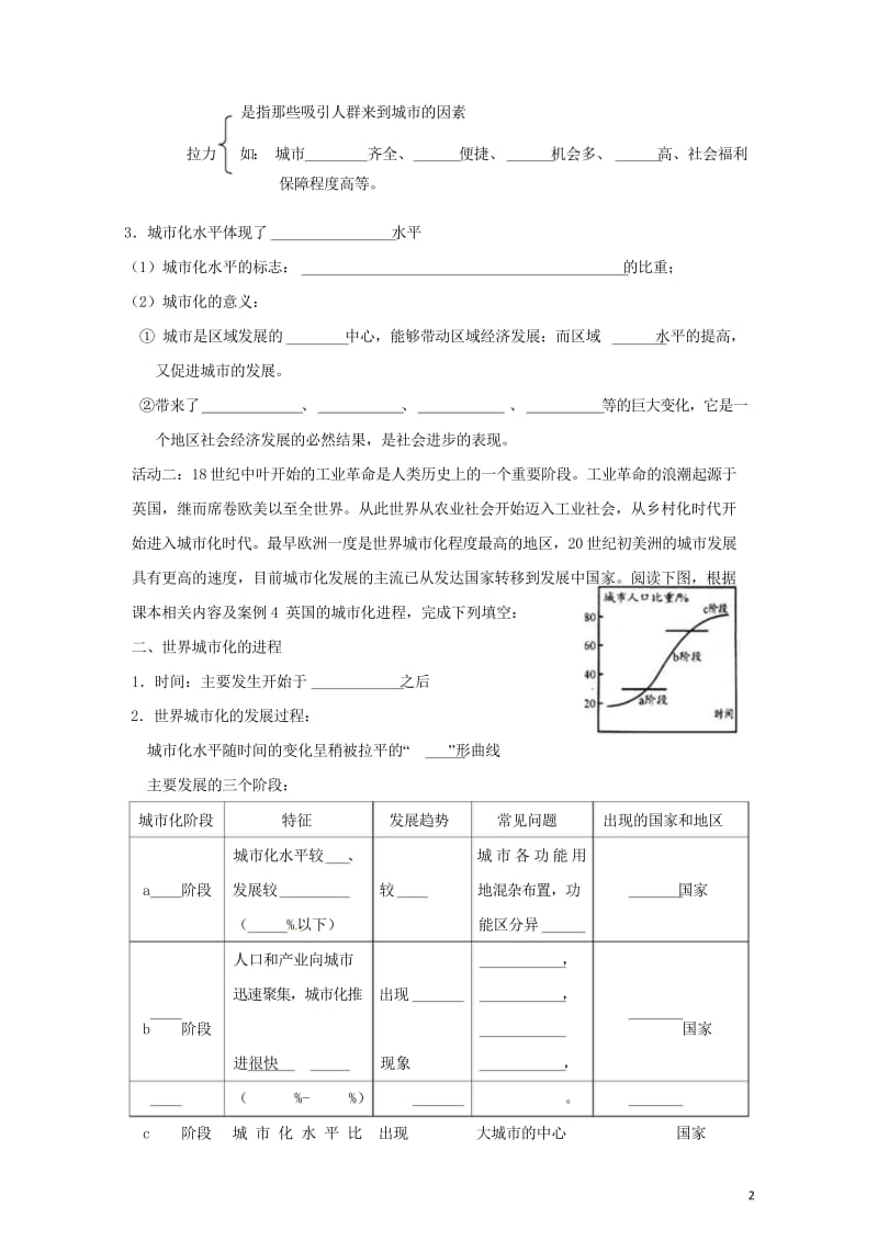 江苏省高淳县高中地理第二章城市与城市化2.3城市化2课时学案新人教版必修220170725236.wps_第2页