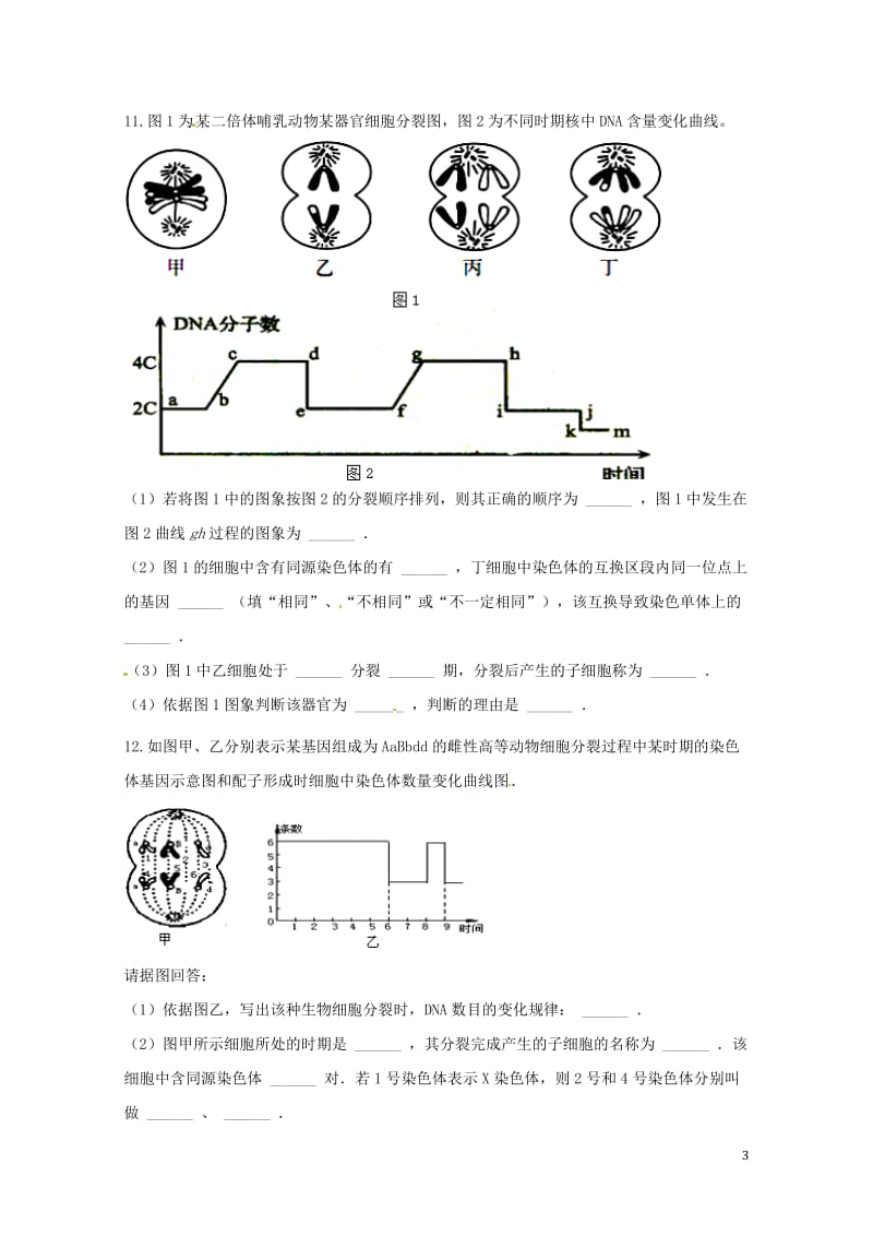 内蒙古包头市青山区2016_2017学年高一生物下学期期末考试试题文无答案2017071903154.doc_第3页